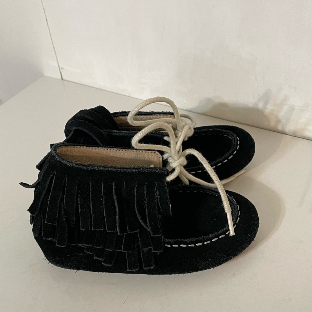 Monkey Feet Moccasins in Black Suede
